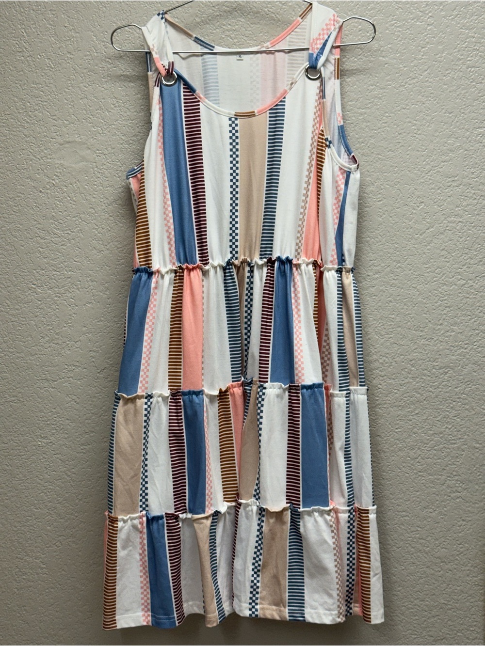 Striped Tiered Sundress in Pastel Multicolor woman’s XL Pit 22